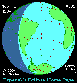Totale Sonnenfinsternis 3. November 1994 (Putre auf Altiplano ONO von Arica / Nord-Chile / Südamerika)