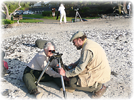 Author R.O. Blättner and co-author W.Kraußer-Blättner on Mauna Lani beach, setting up tools again